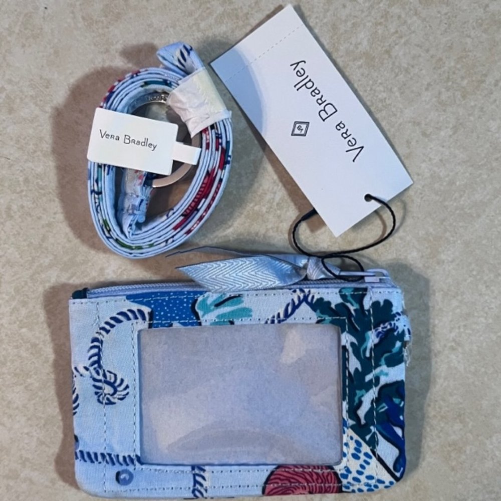 Vera Bradley ANCHORS AWEIGH Zip ID Case & Lanyard NWT